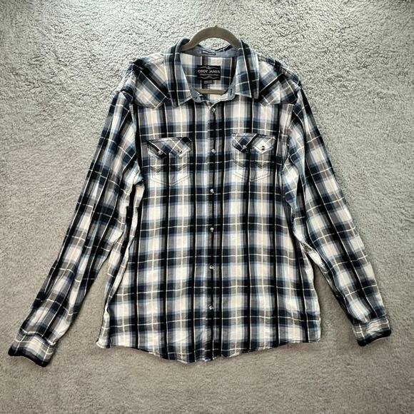Cody James Authentic Western Wear Other - Cody James Men's 2XLT Blue Plaid Western Shirt Pearl Snaps Sawtooth Pocket Rodeo